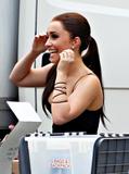 Hayden Panettiere as brunette shows some cleavage on the set of Heroes in Los Angeles