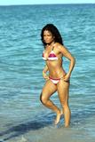 Christina Milian in striped bikinis