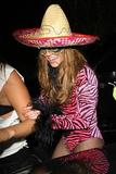 Britney Spears dressed in pink panther costume for the Halloween